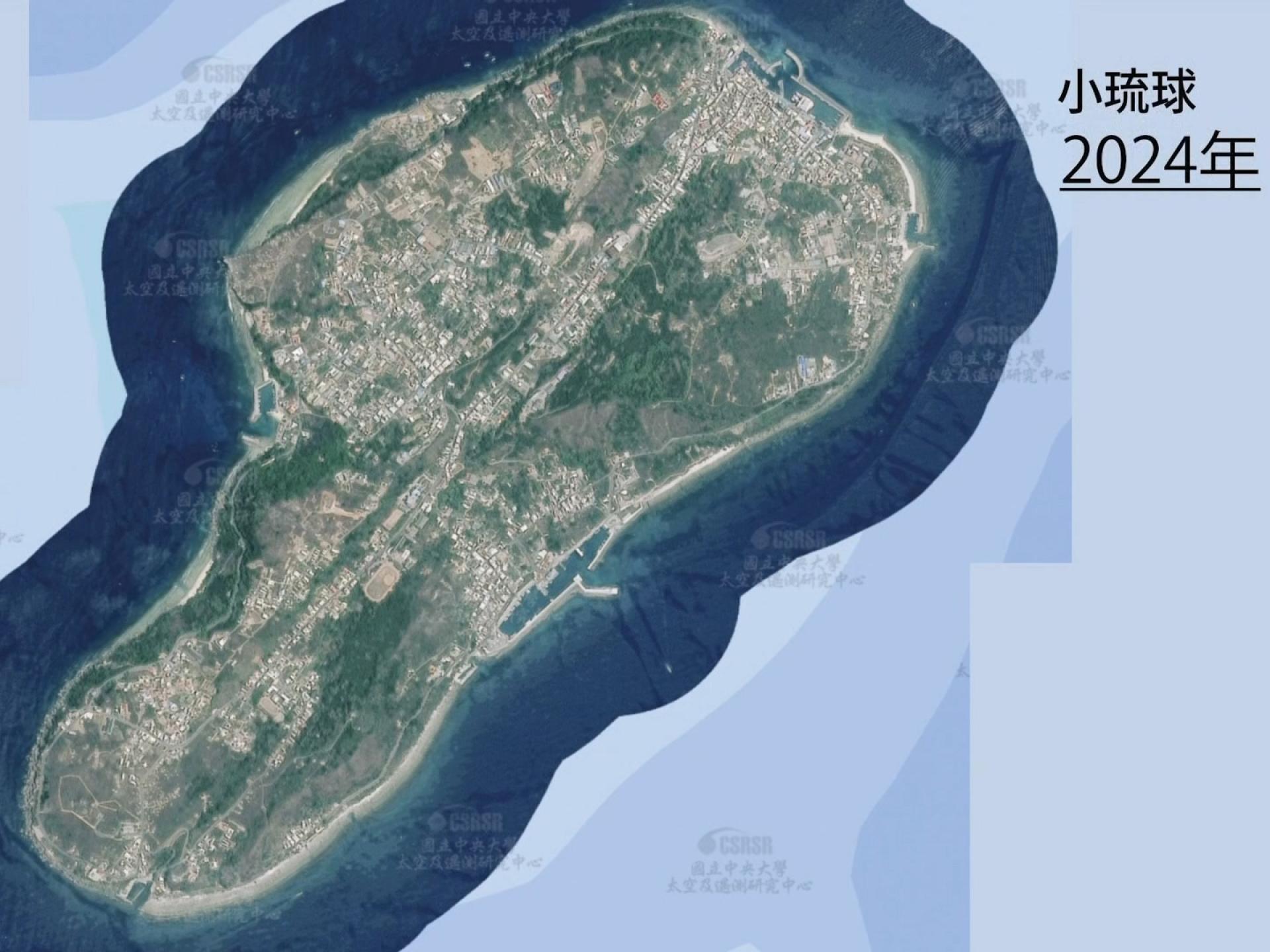 2024年的小琉球衛星影像，顯示許多綠地都變成建築物